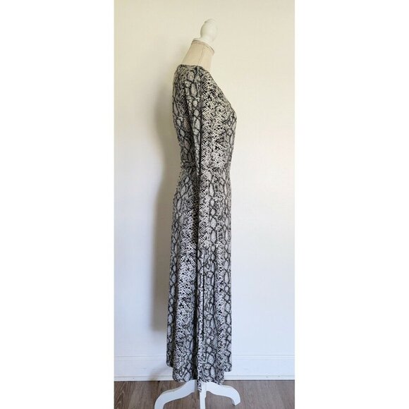 Good American Black White Python Runaround Midi Maxi Wrap Snakeskin Dress Small - Picture 6 of 13